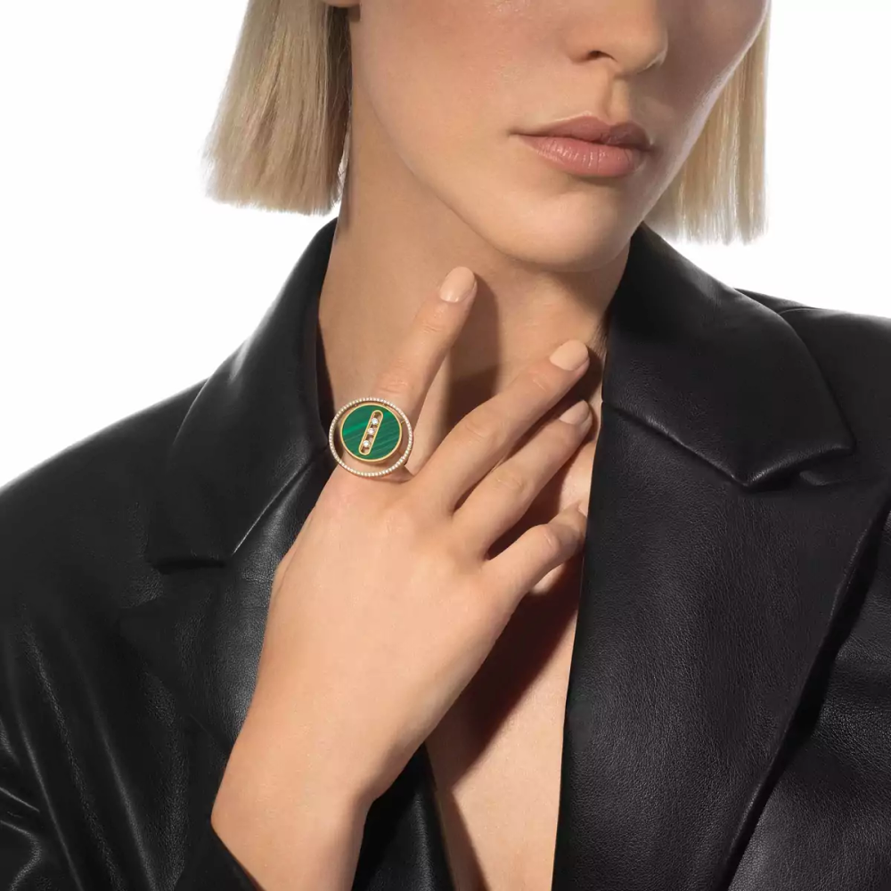 Bague Lucky Move malachite, grand modèle