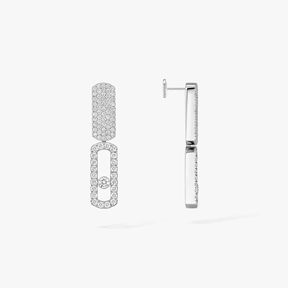 Boucles d'oreilles Imperial Move semi-pavées, petit modèle Boucles d'oreilles diamant Imperial Move PM en or blanc