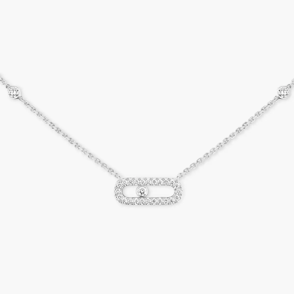 Collier Move Uno pavé Collier diamant Move Uno en or blanc de 18 carats