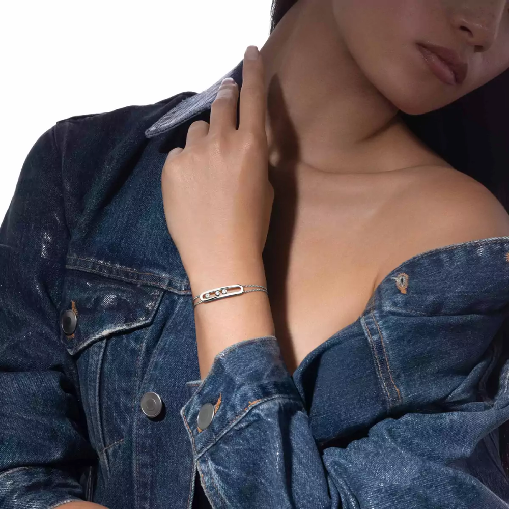Bracelet Move Classique, grand modèle Bracelet diamant Move en or blanc 18 carats