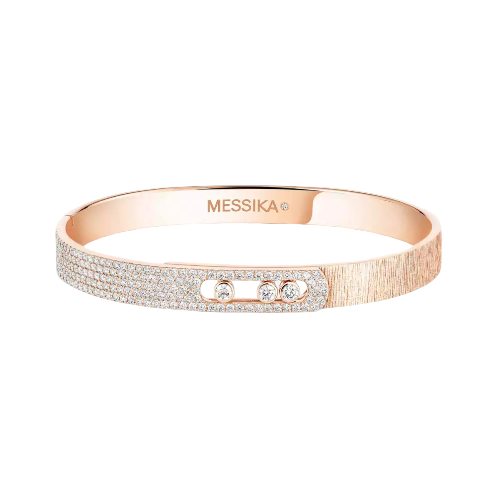 Bracelet Move Noa ciselé semi-pavé, moyen modèle