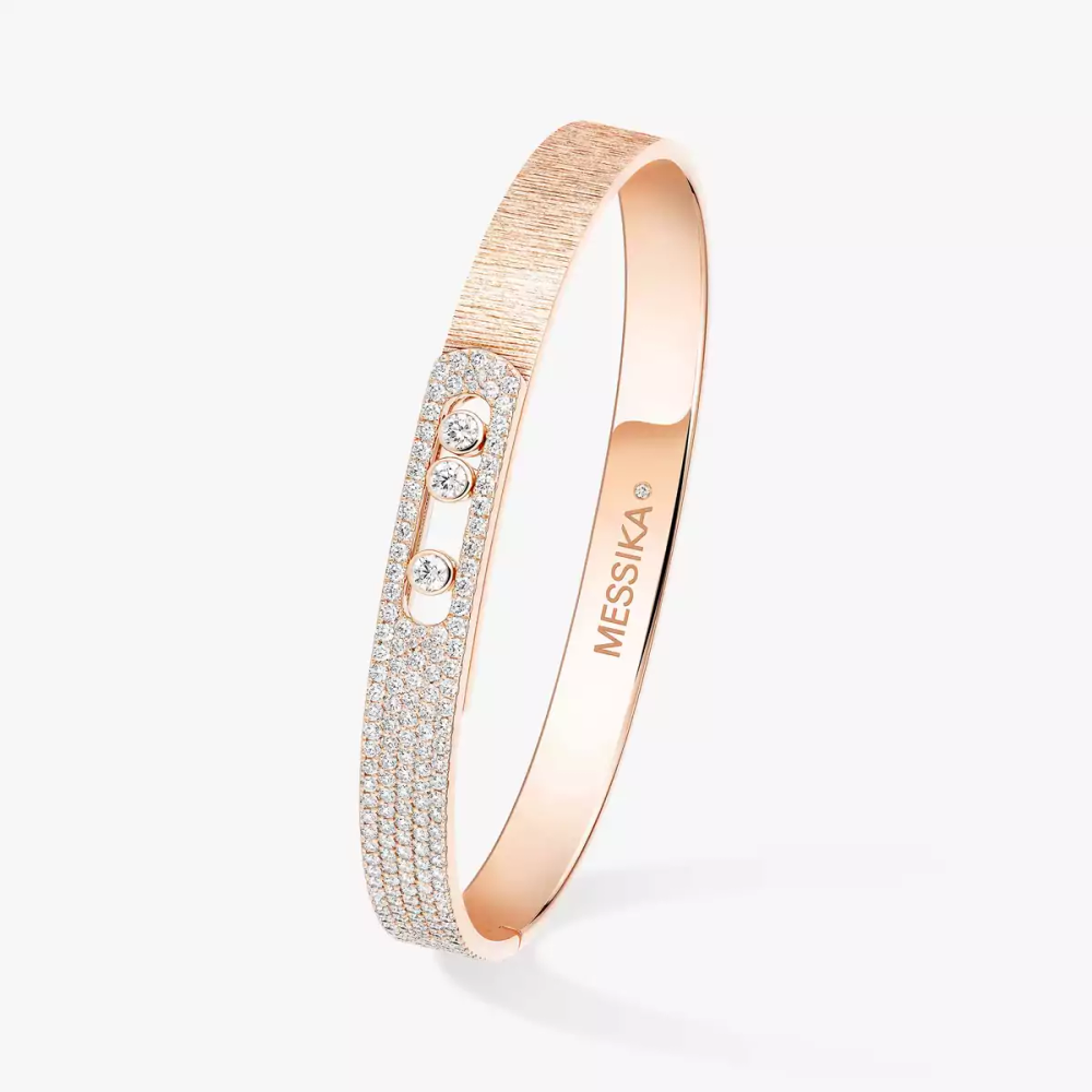 Bracelet Move Noa ciselé semi-pavé, moyen modèle