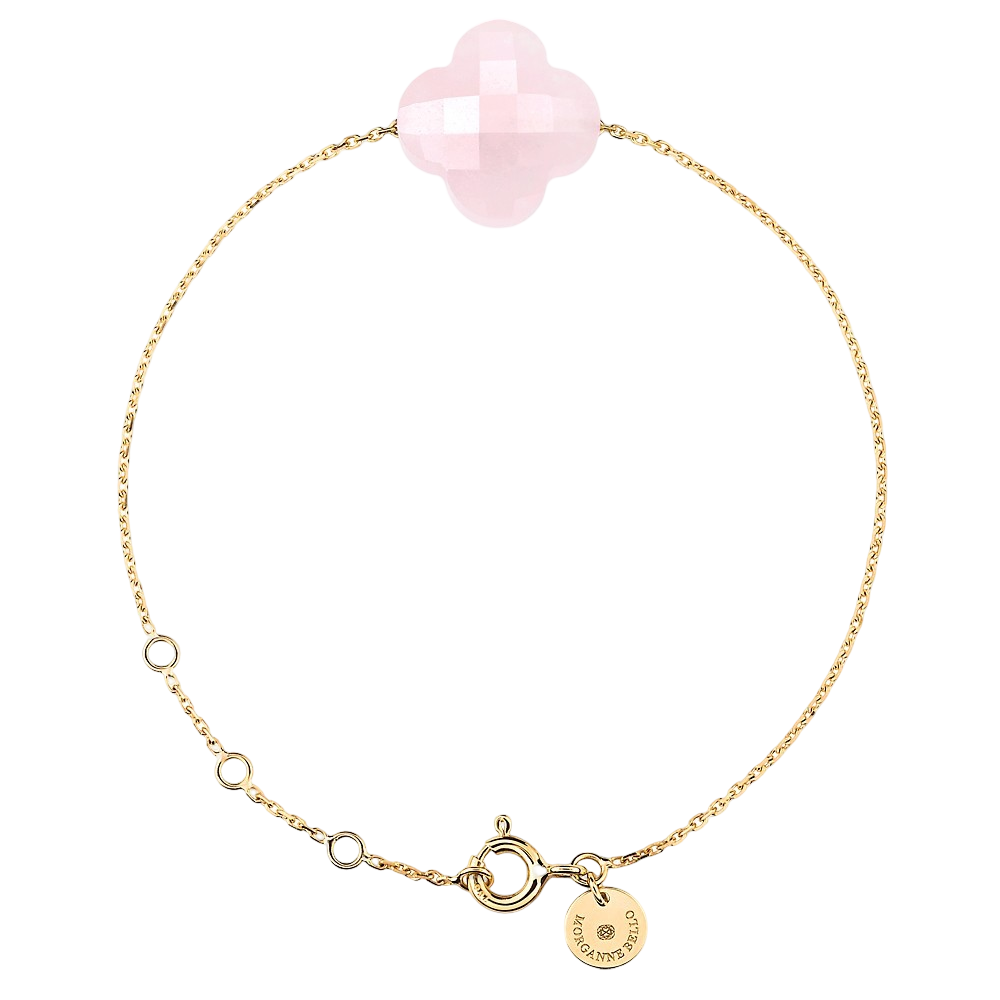 Bracelet, Quartz Rose Poudre, Or Jaune