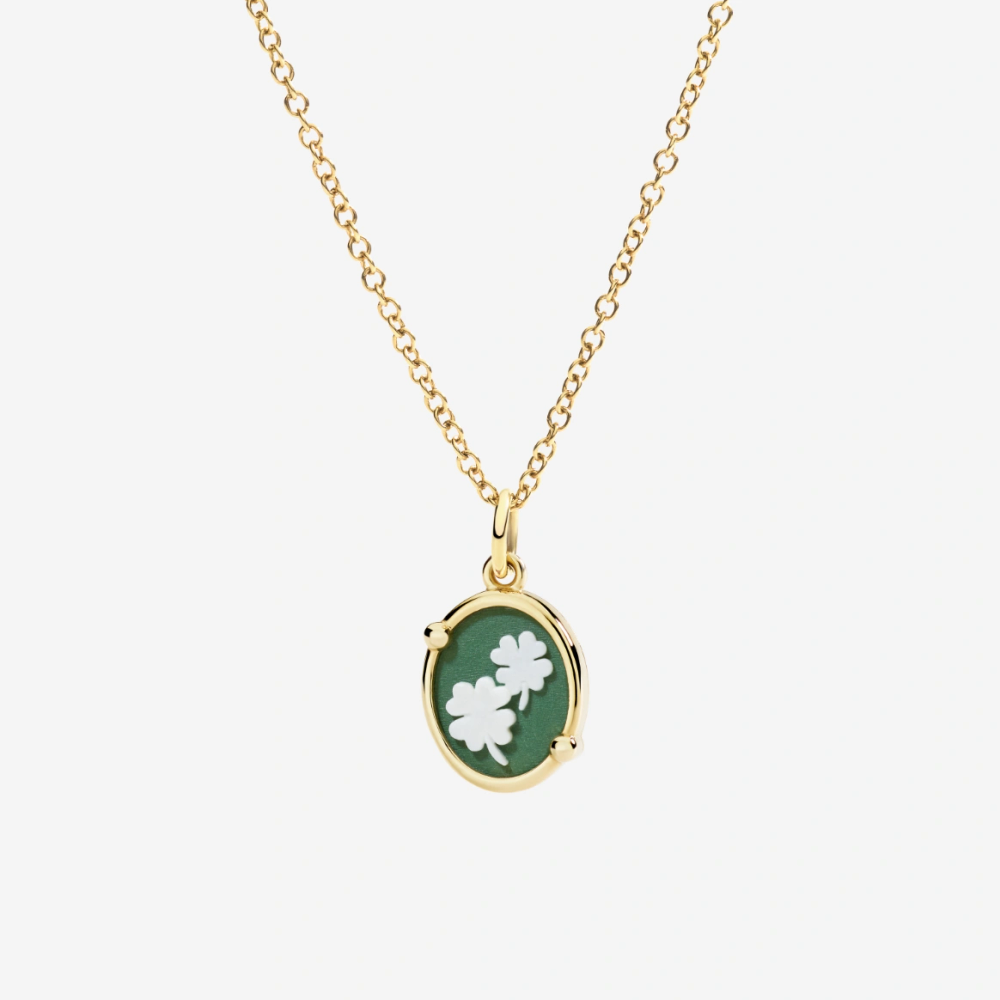 Pendentif Camée Trèfle À Quatre Feuilles