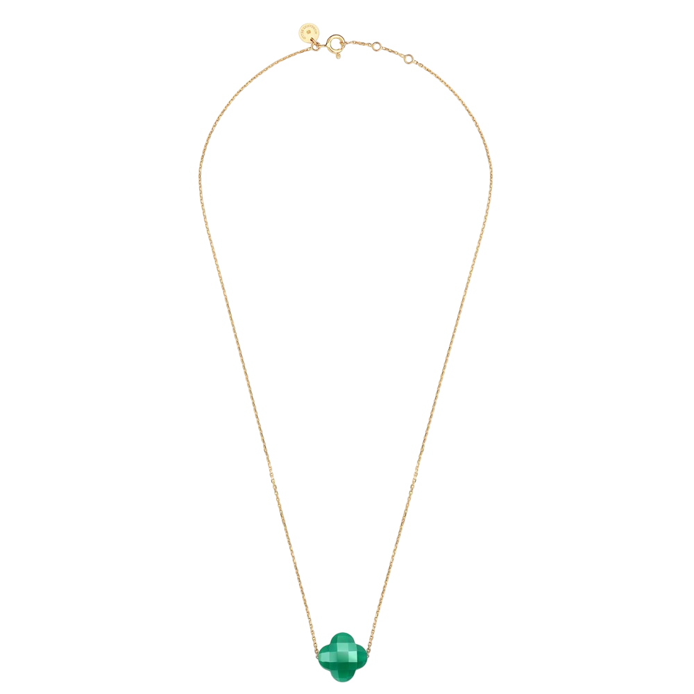 Collier, Agate Verte, Or Jaune