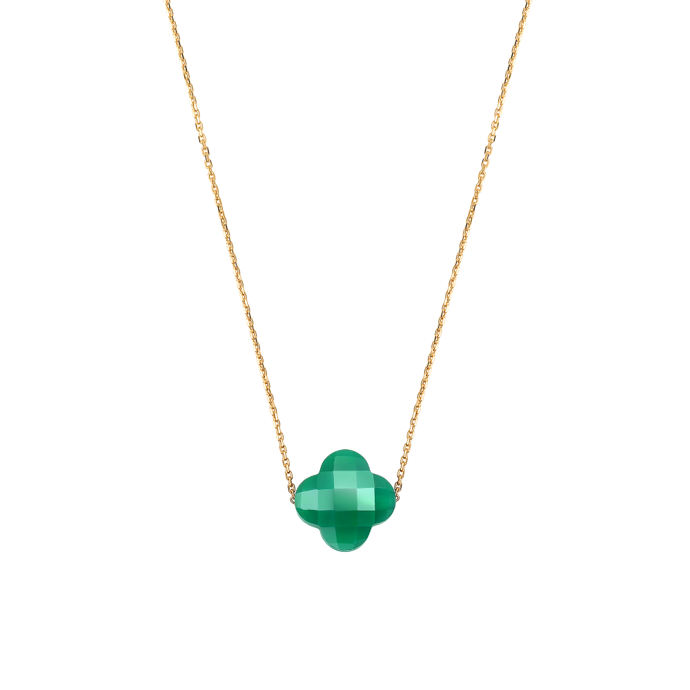 Collier, Agate Verte, Or Jaune