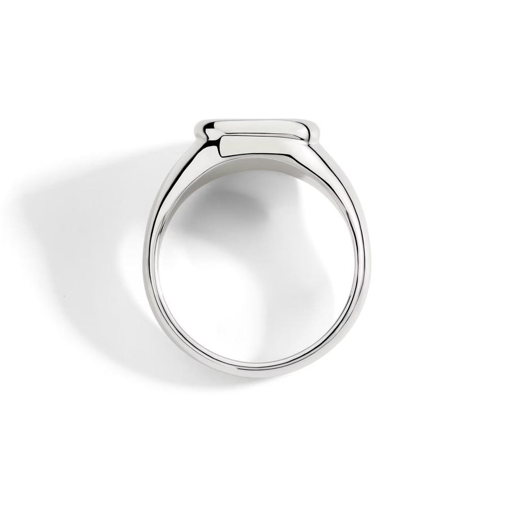 Bague Sceau Argent Et Diamant Blanc