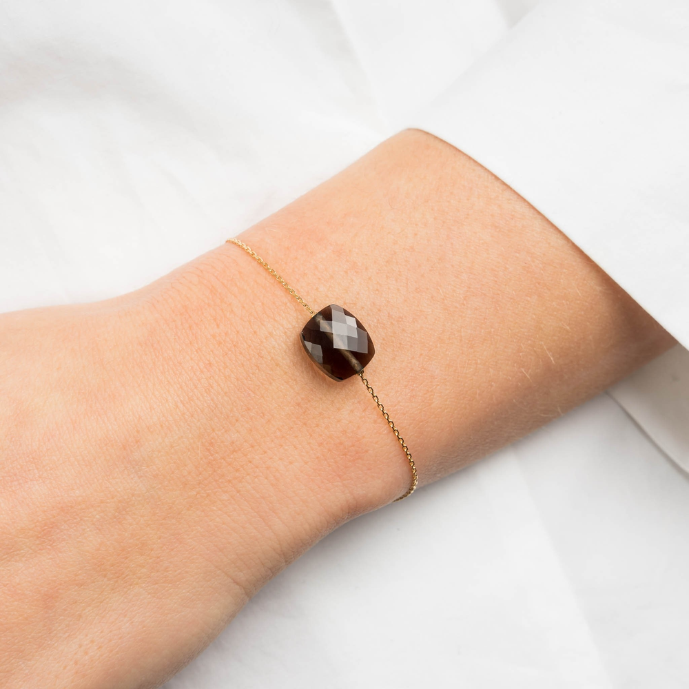 Bracelet, Quartz Fume, Or Jaune