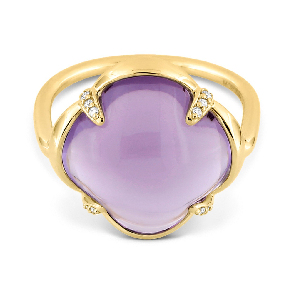 Bague, Améthyste, Diamants, Or Jaune - Bijouterie Aurea｜Morges