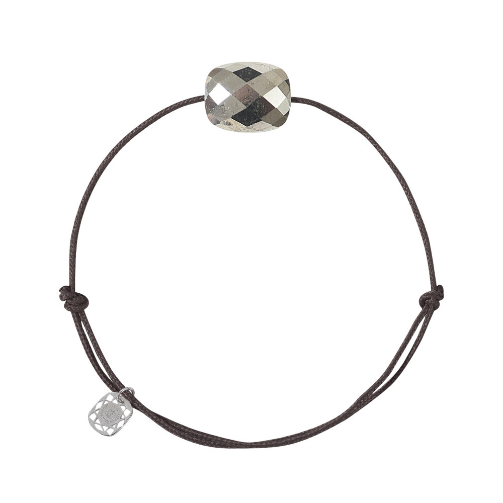 Bracelet, Pyrite, Cordon Chocolat