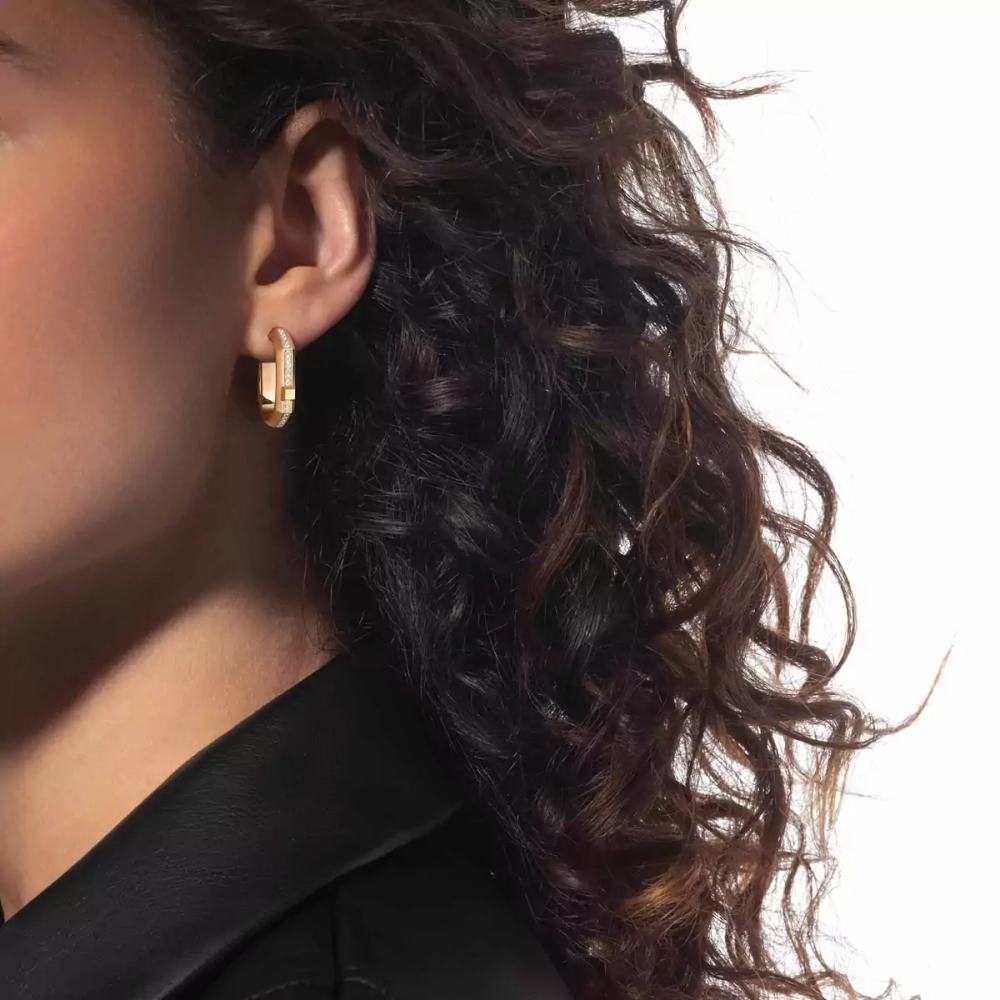 Mono boucle d'oreille Moderniste pavée, petit modèle
