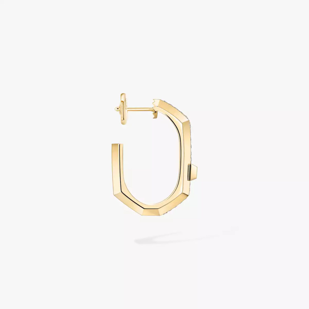 Mono boucle d'oreille Moderniste pavée, petit modèle Mono boucle d'oreille diamant en or jaune Moderniste