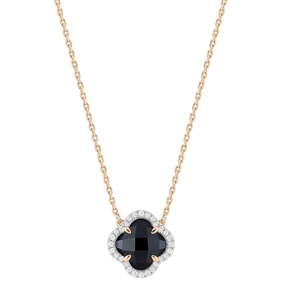 Collier, Mini Onyx, Diamants, Or Rose