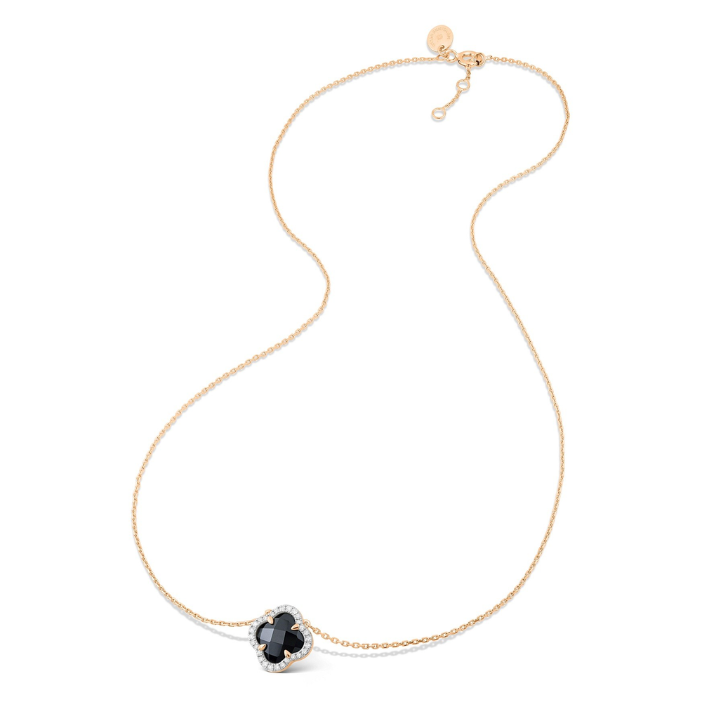 Collier, Mini Onyx, Diamants, Or Rose