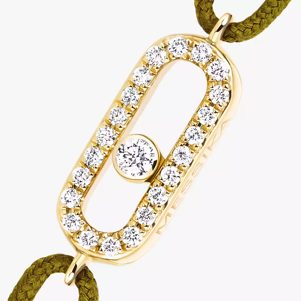 Bracelet cordon Move Uno kaki Bracelet cordon kaki et or jaune