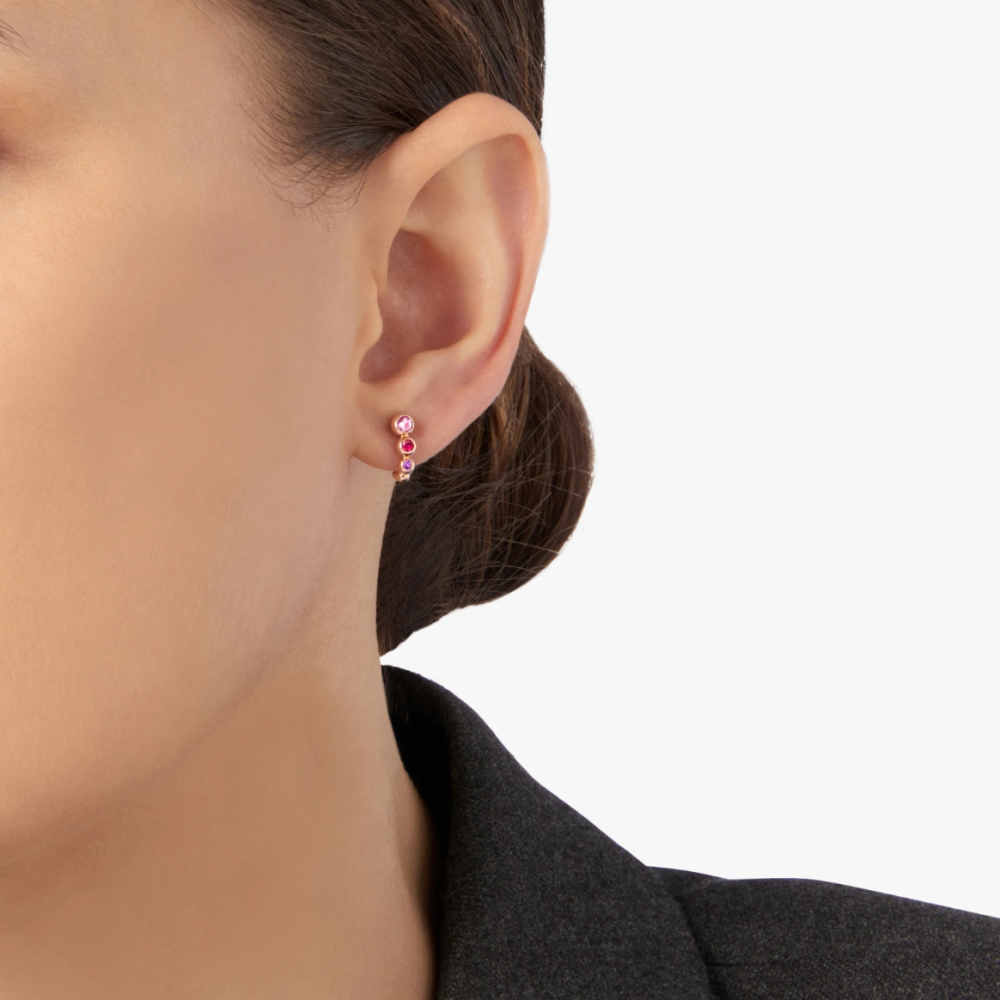 Boucle D'oreille Bollicine Or Rose & Pierres Colorées - Bijouterie Aurea｜Morges