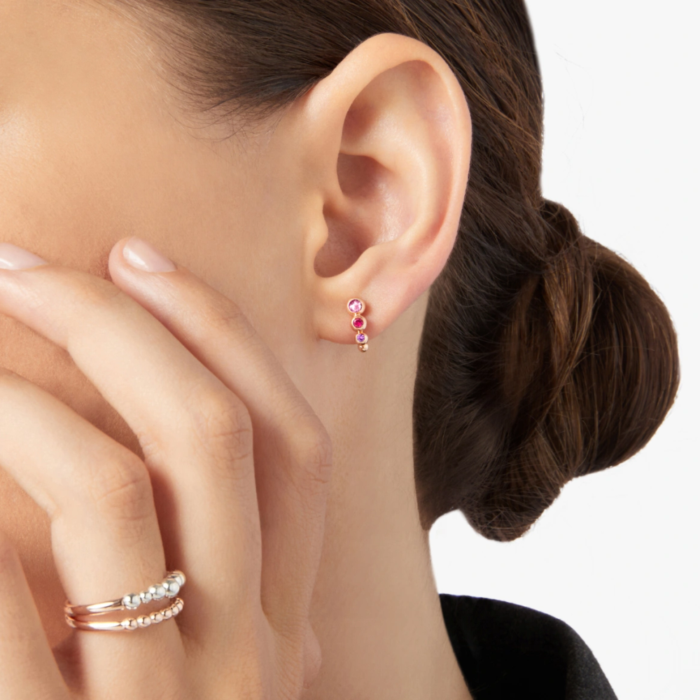 Boucle D'oreille Bollicine Or Rose & Pierres Colorées - Bijouterie Aurea｜Morges
