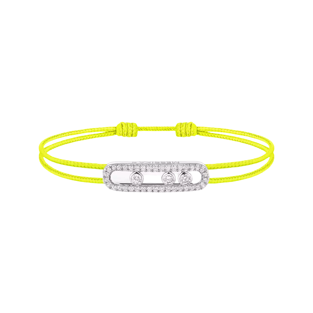 Bracelet cordon Messika Care(s) jaune pavé Bracelet cordon jaune et or blanc