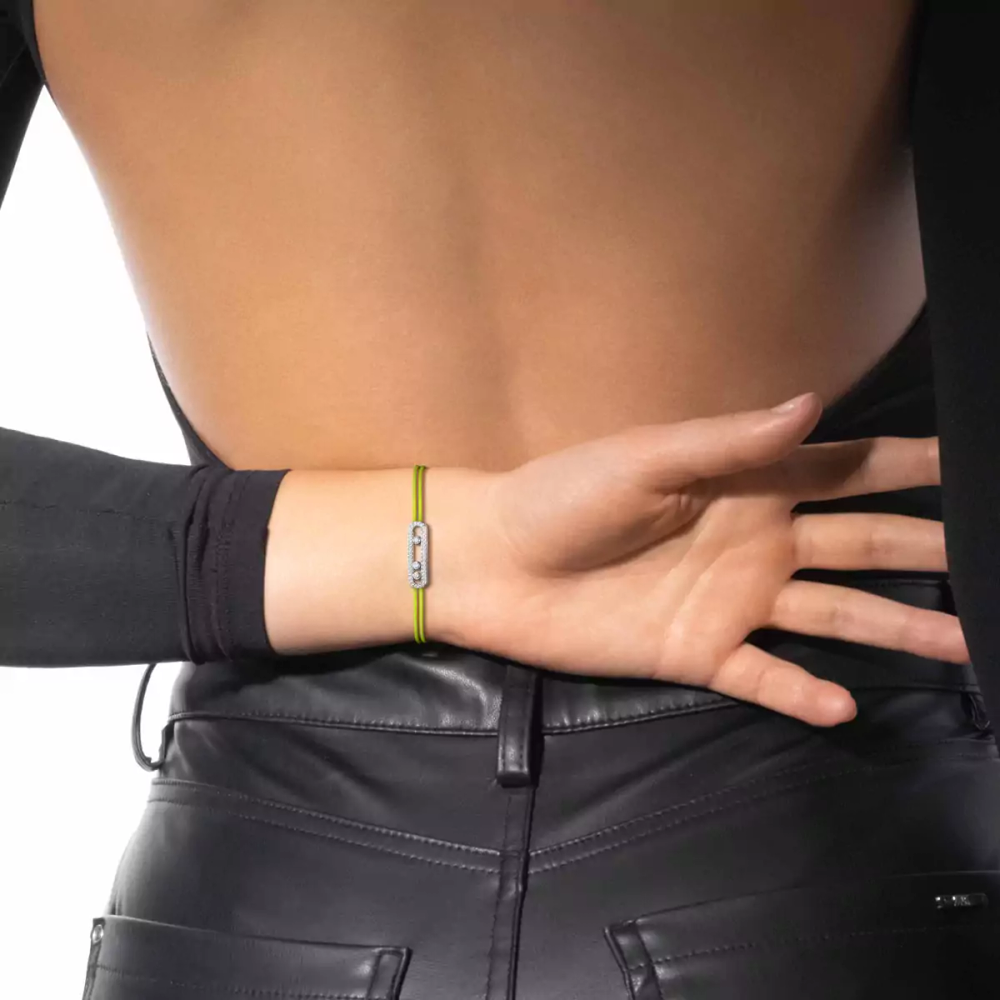 Bracelet cordon jaune pavé Messika Care(s)