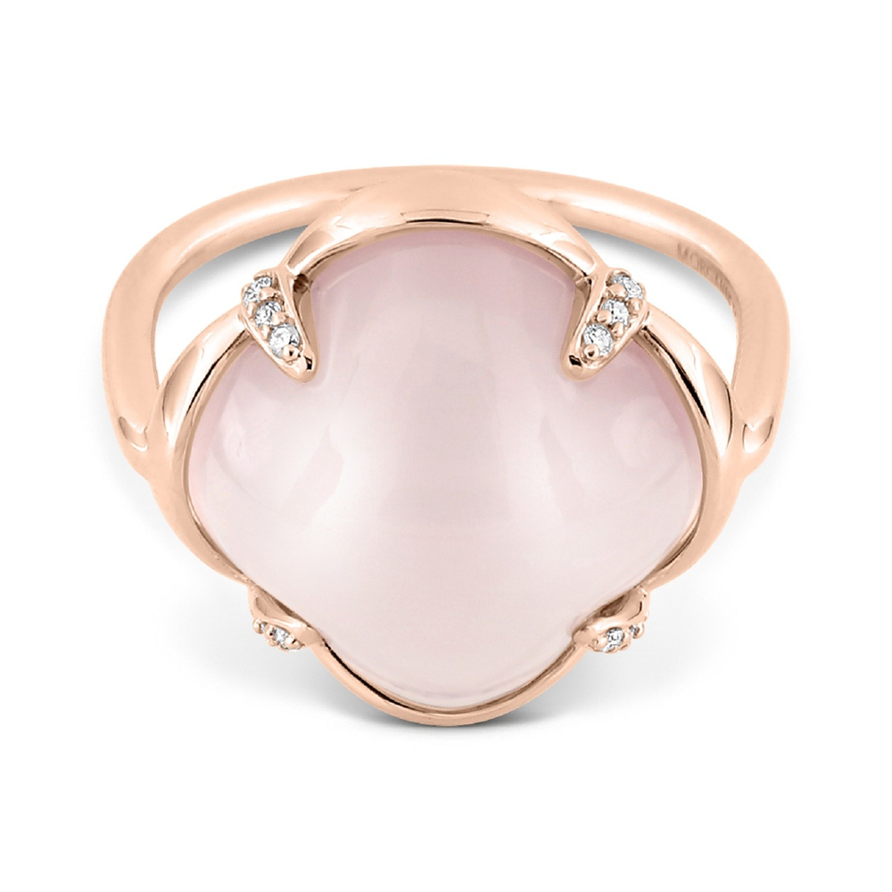 Bague, Quartz Rose, Diamants, Or Rose