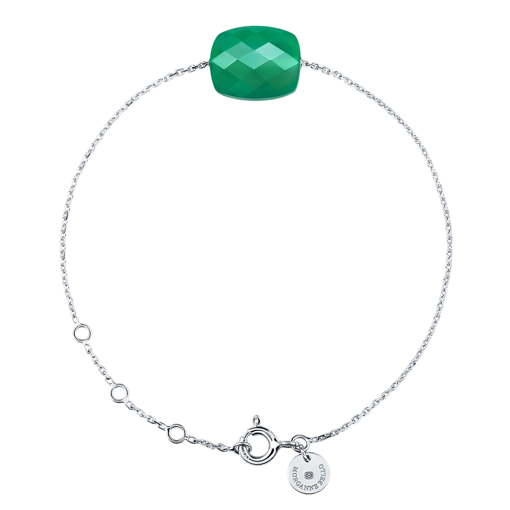 Bracelet, Agate Verte, Or Blanc