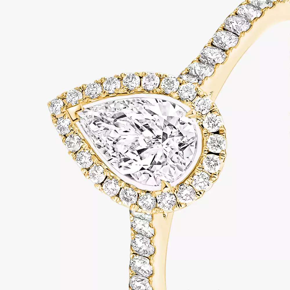 Bague solitaire Joy taille poire, moyen modèle Bague diamant en or jaune Joy