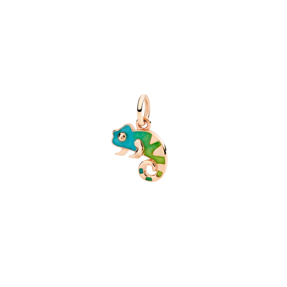 Pendentif Caméléon Or Rose Et Émail