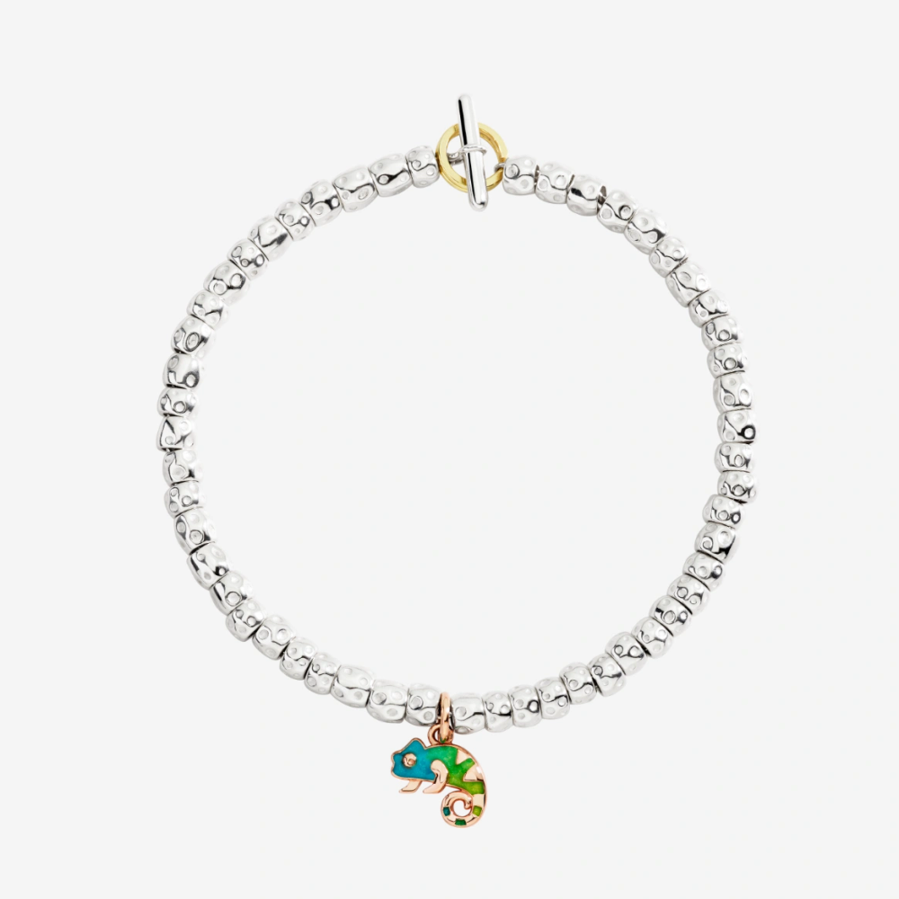 Pendentif Caméléon Or Rose Et Émail