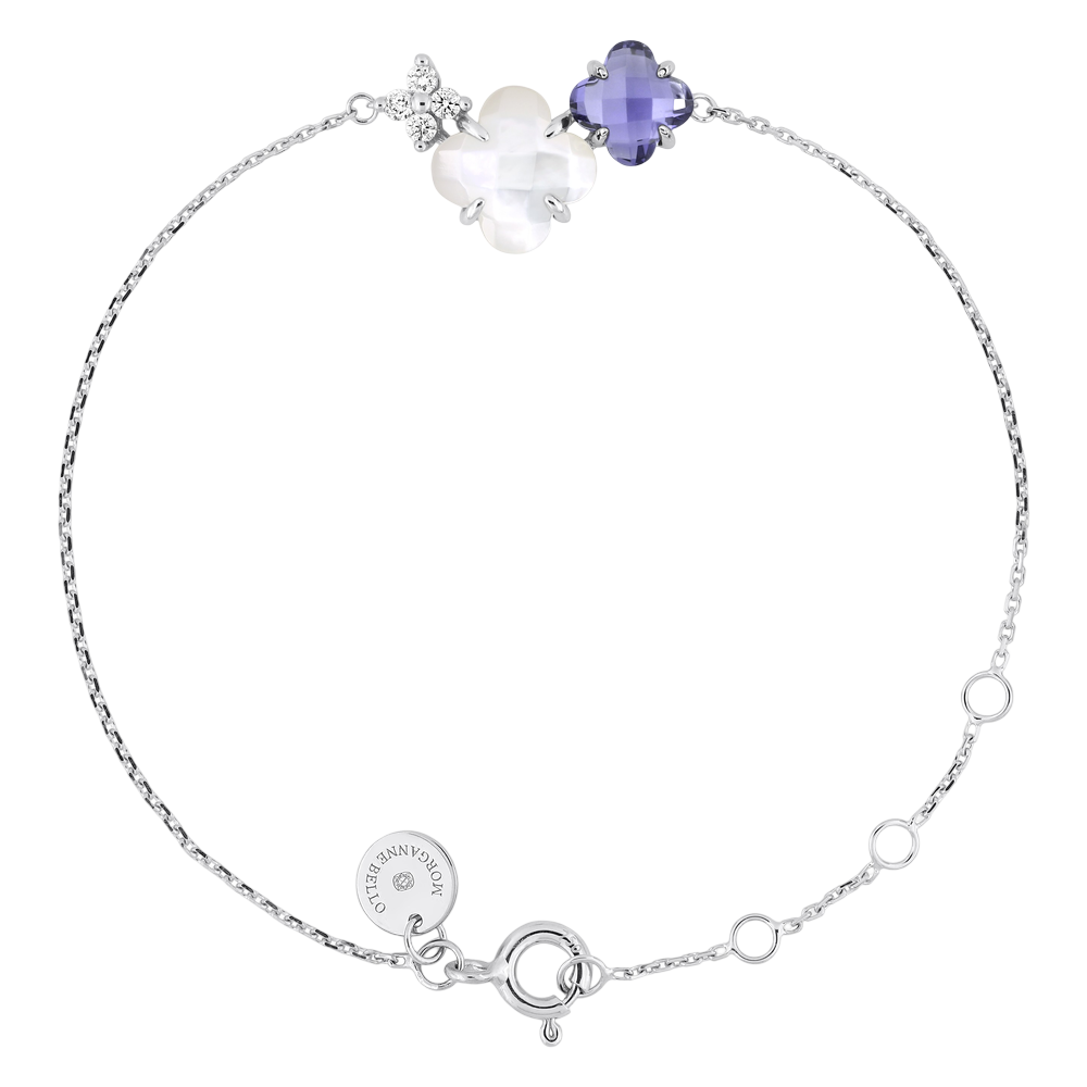 Bracelet, Iolite, Diamants, Nacre Blanche, Or Blanc