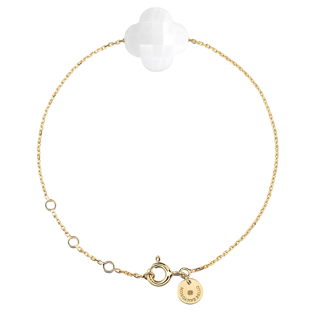 Bracelet, Agate Blanche, Or Jaune