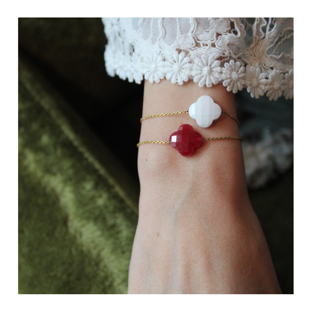 Bracelet, Agate Blanche, Or Jaune