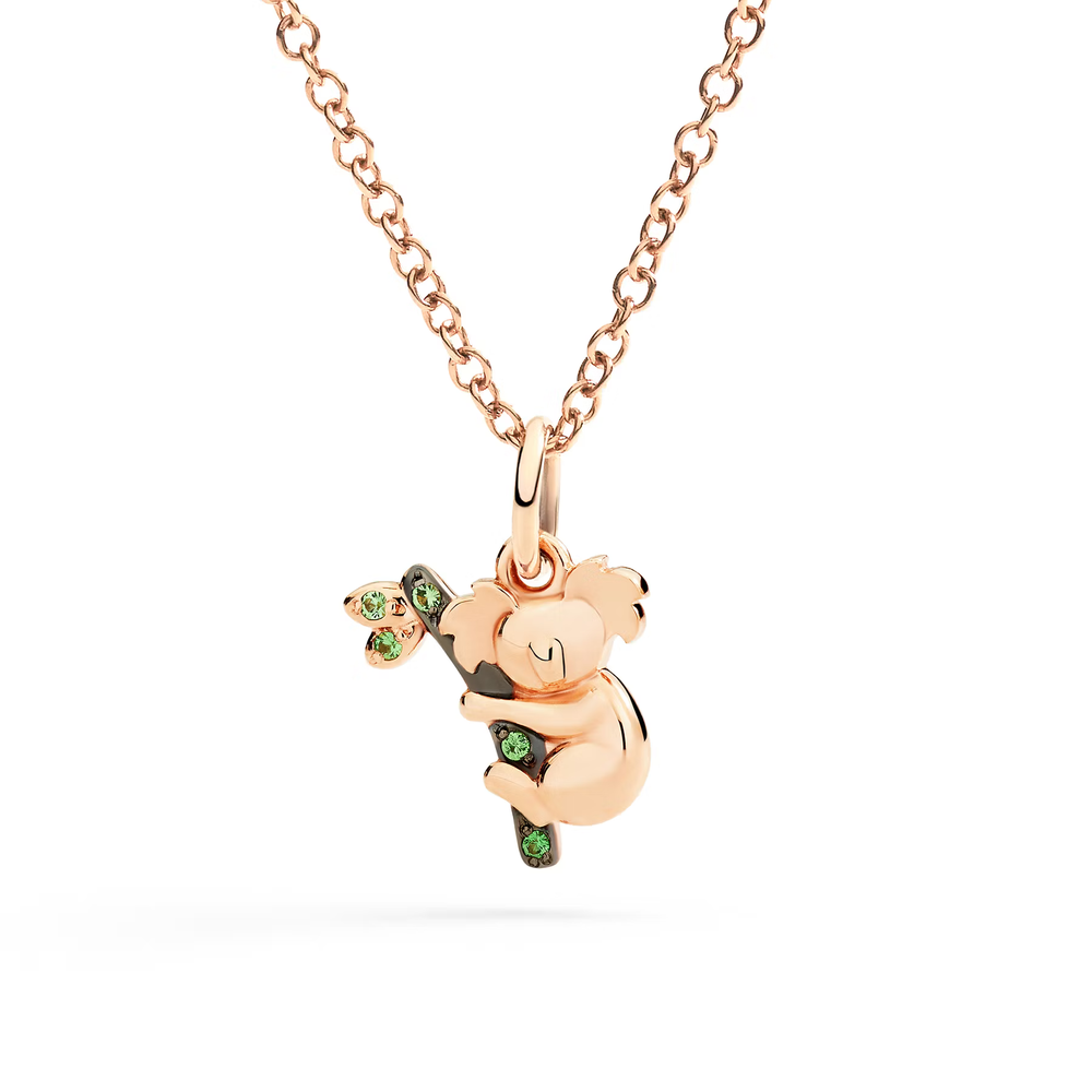 Pendentif Koala Or Rose Et Tsavorites
