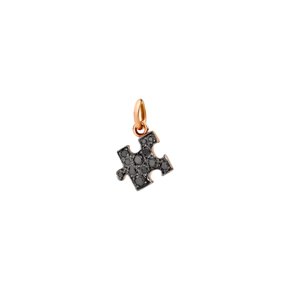 Pendentif Puzzle Or Rose & Diamants Noirs - Bijouterie Aurea｜Morges