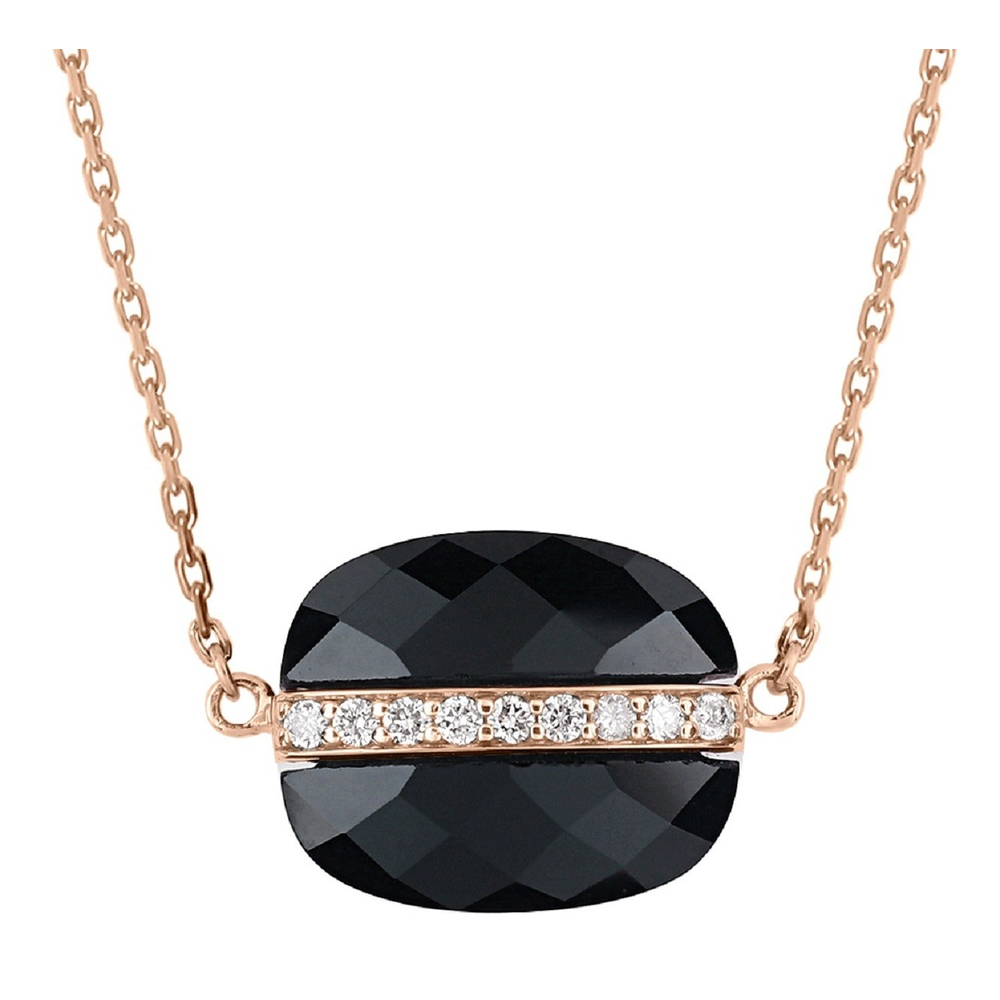 Collier, Onyx, Diamants, Or Rose