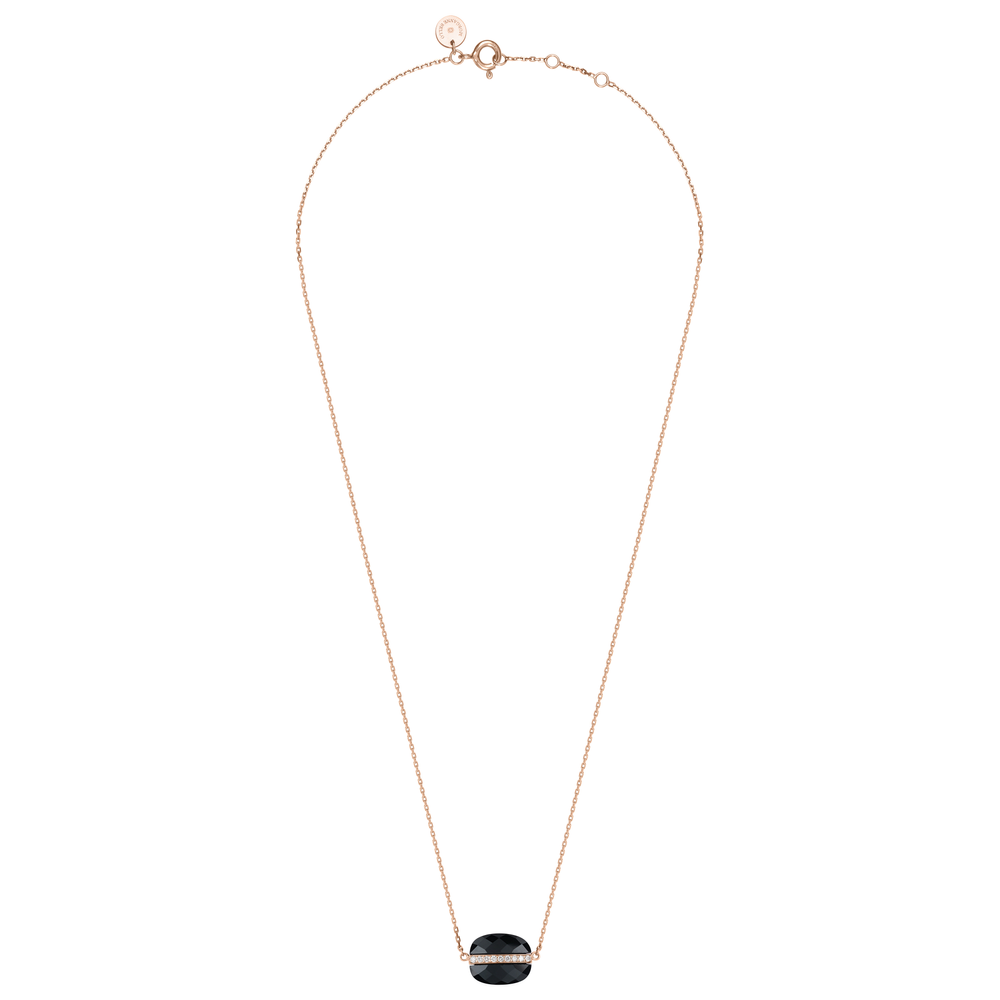 Collier, Onyx, Diamants, Or Rose