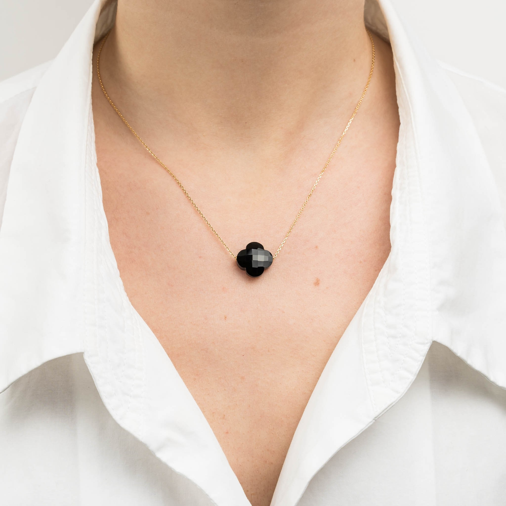 Collier, Onyx, Or Jaune
