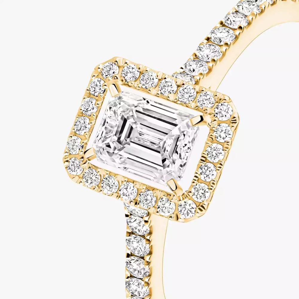 Bague solitaire Joy taille émeraude, moyen modèle