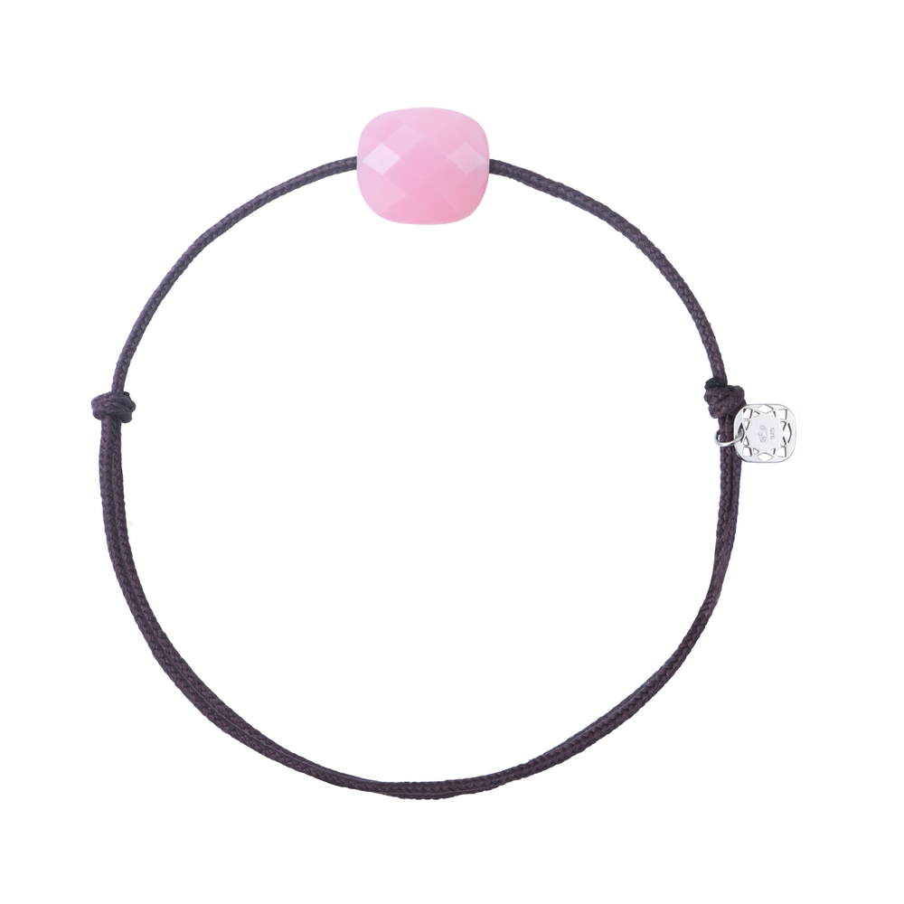 Bracelet, Opale Rose, Cordon Brun