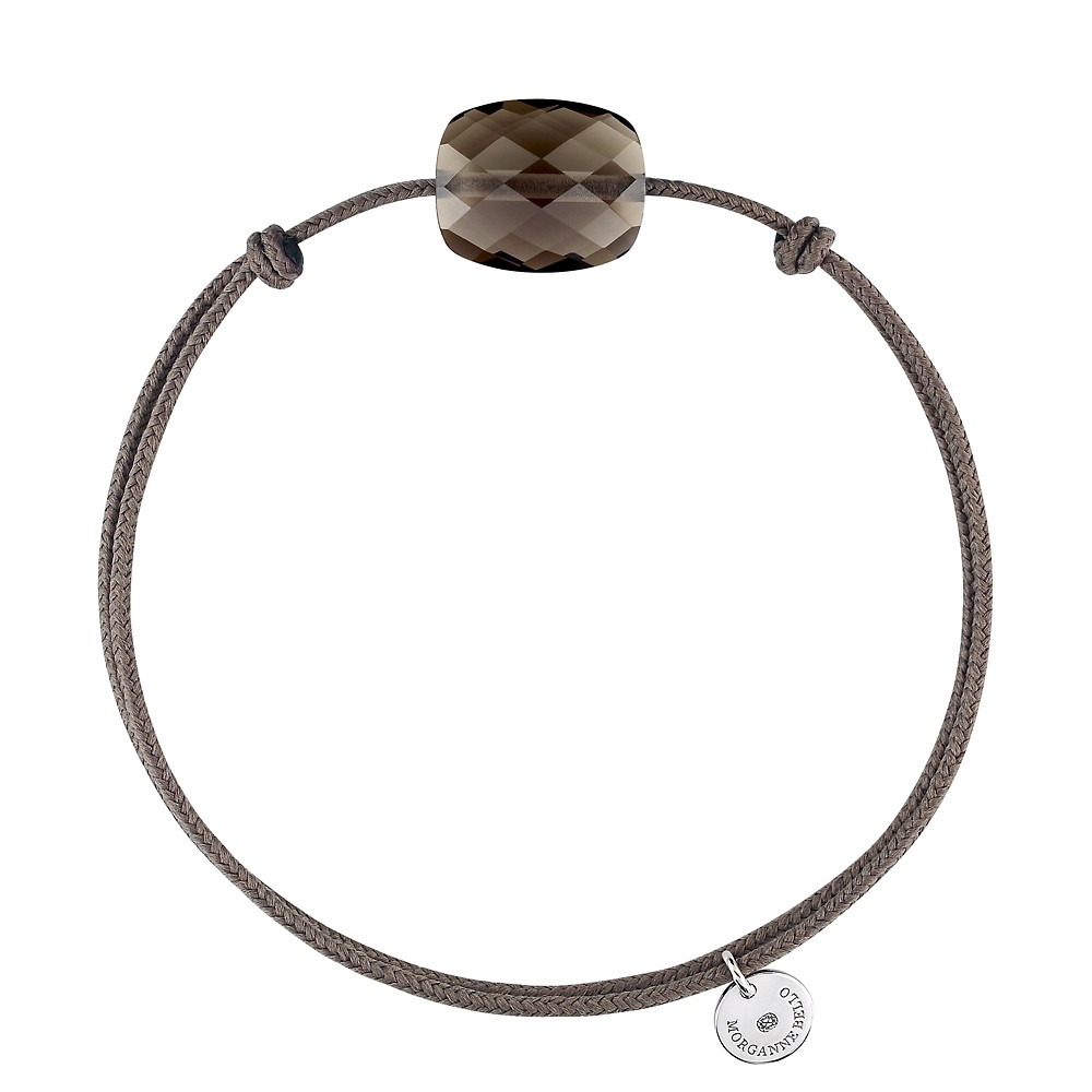 Bracelet, Quartz Fume, Cordon Taupe