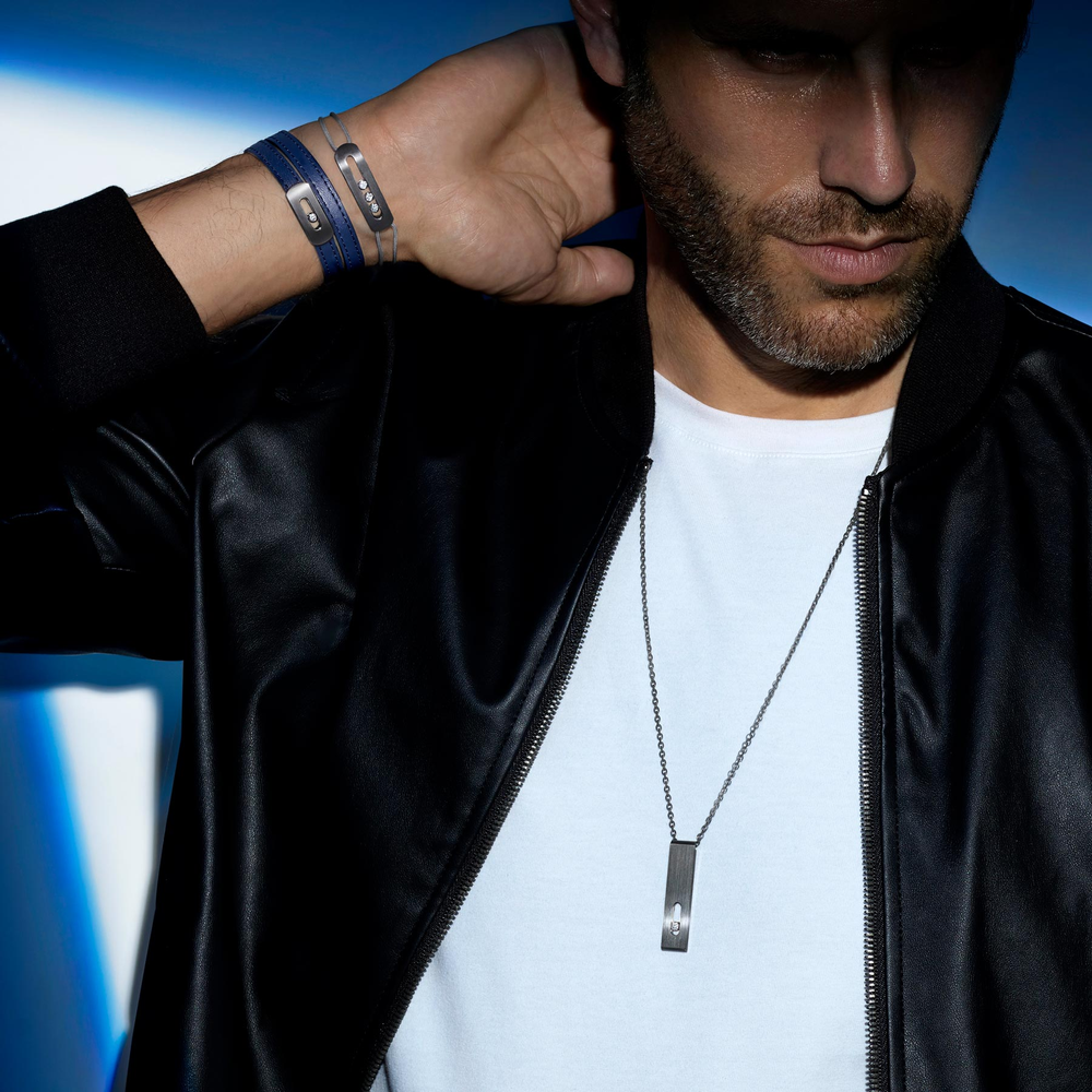 Bracelet cordon Move Titanium anthracite, moyen modèle Bracelet diamant cordon en Graphite Move Titanium