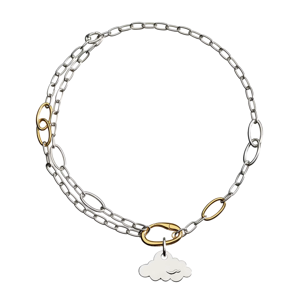 Collier Essentials & Nuage En Argent