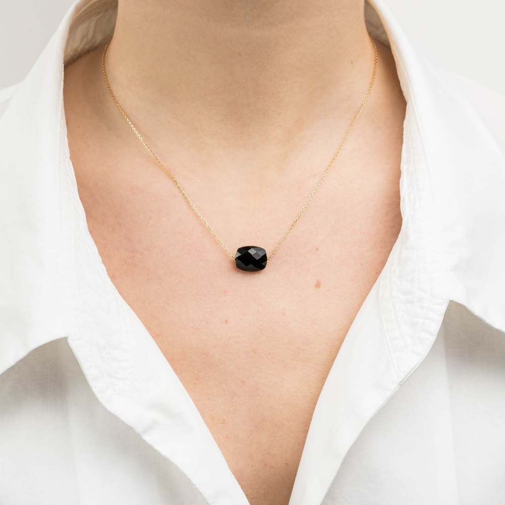 Collier, Onyx, Or Jaune