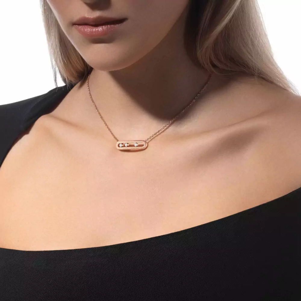 Collier Move Classique ciselé, grand modèle Collier diamant en or rose ciselé Move Classique