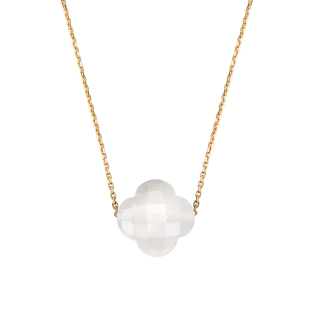 Collier, Agate Blanche, Or Jaune