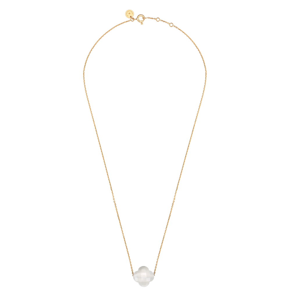 Collier, Agate Blanche, Or Jaune