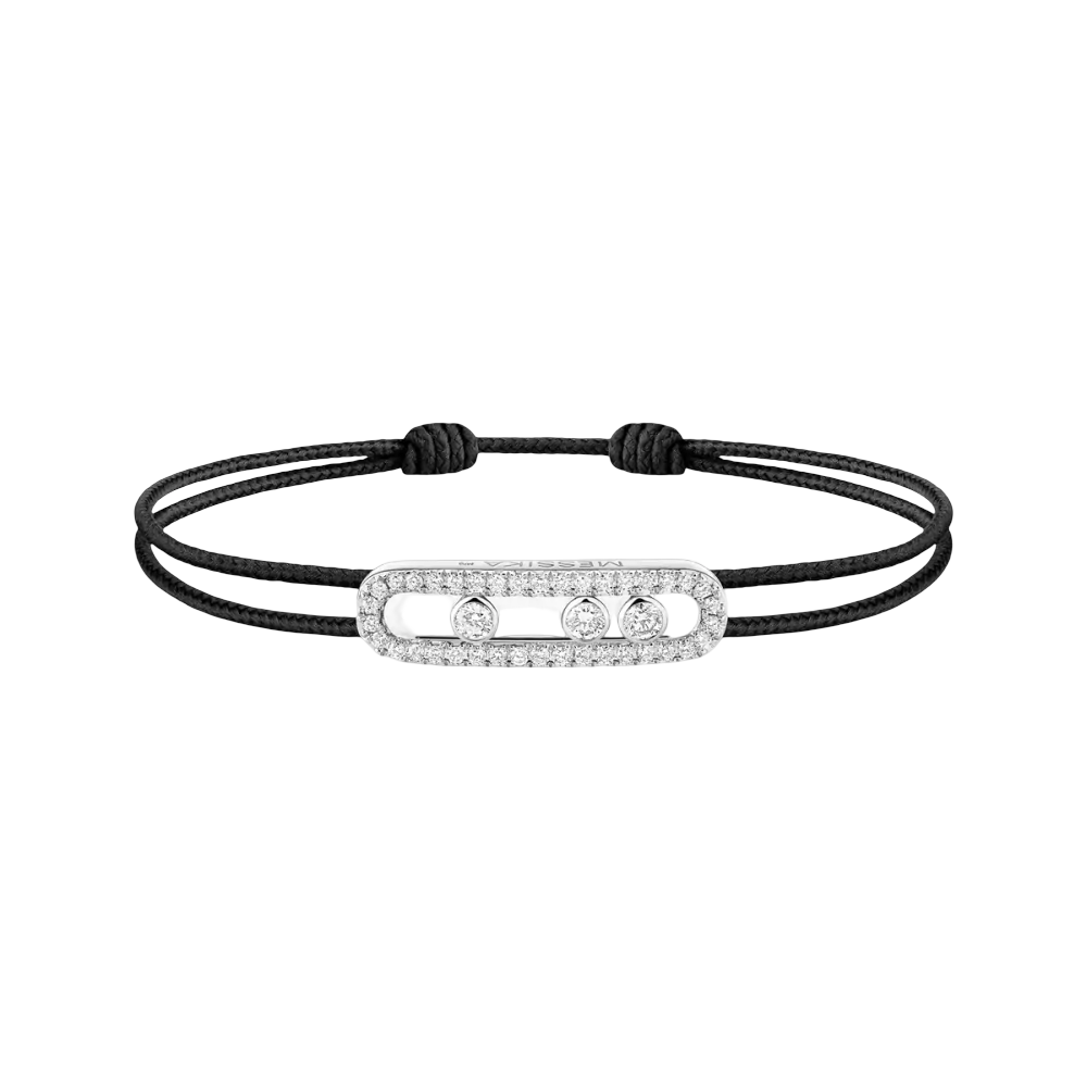 Bracelet cordon Messika Care(s) noir pavé Bracelet cordon noir et or blanc