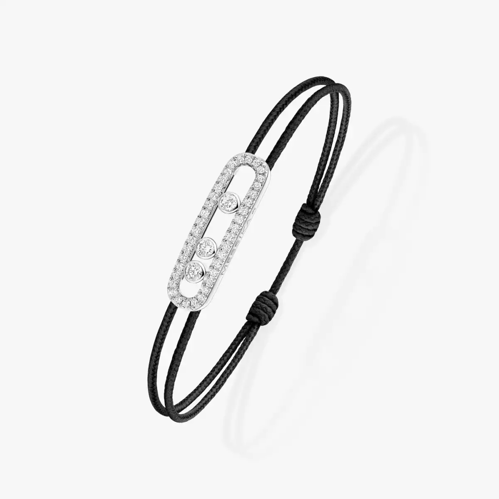 Bracelet cordon Messika Care(s) noir pavé