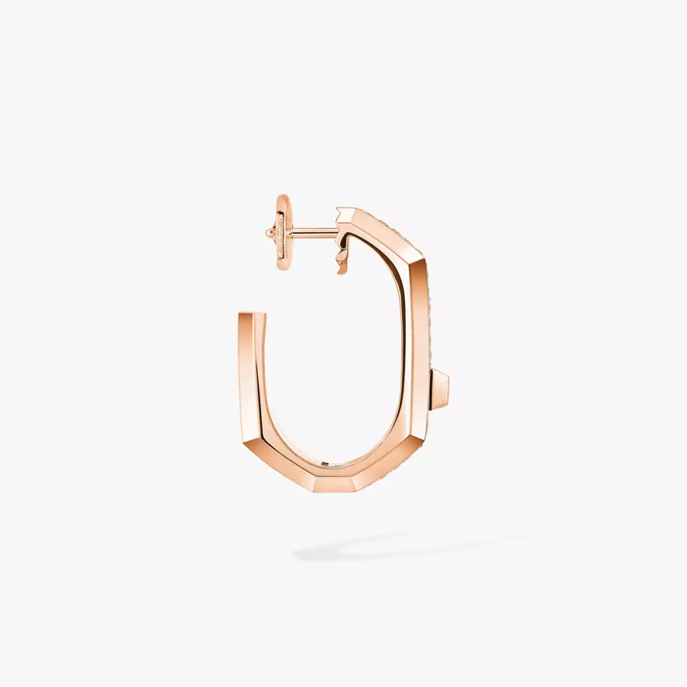 Mono boucle d'oreille Moderniste pavée, moyen modèle Mono boucle d'oreille diamant en or rose Moderniste