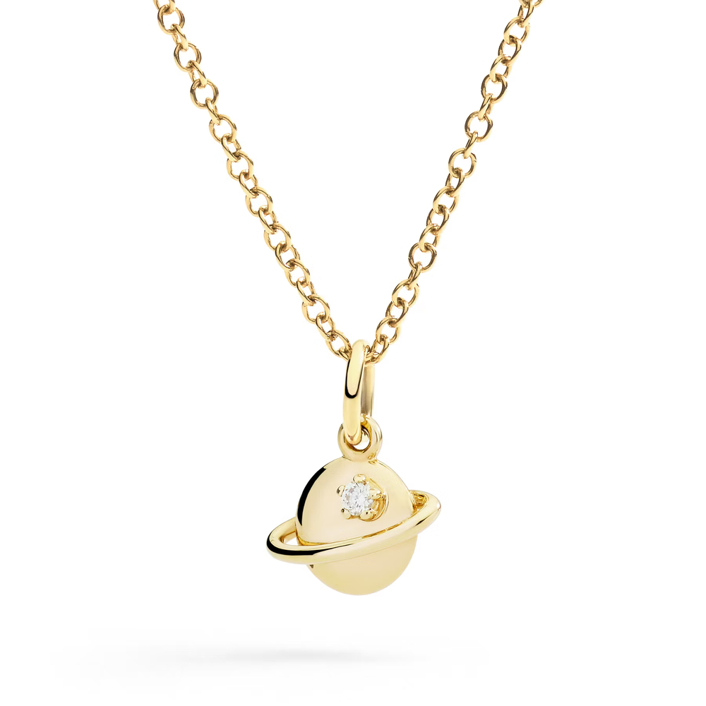 Pendentif Planète Or Jaune Et Diamant Blanc