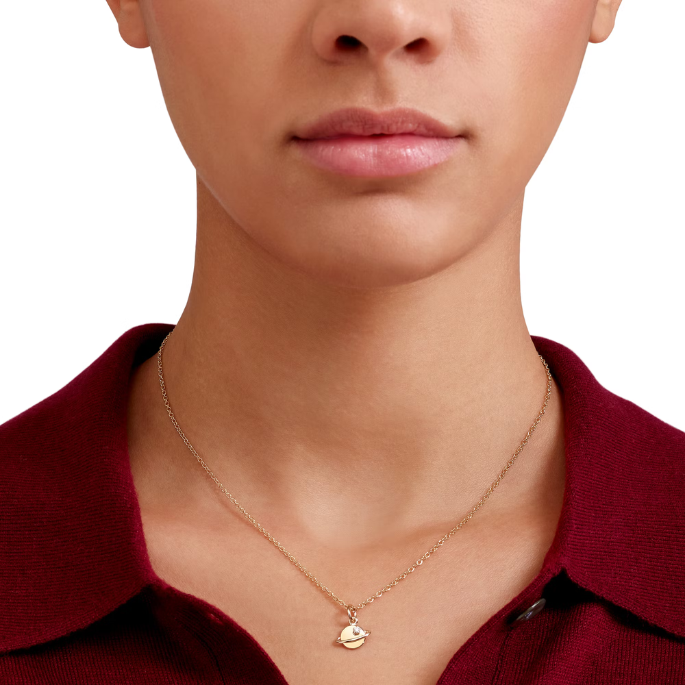 Pendentif Planète Or Jaune Et Diamant Blanc